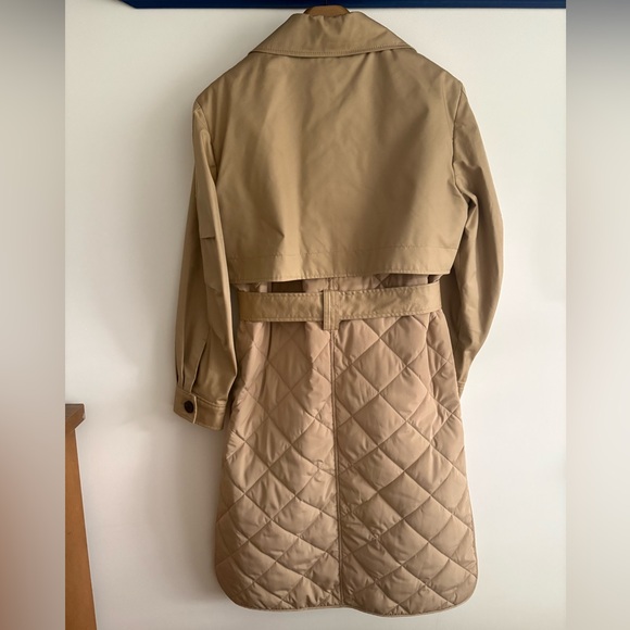 New Coach Quilted Long Trench Coat in Classic Khaki - Picture 9 of 15